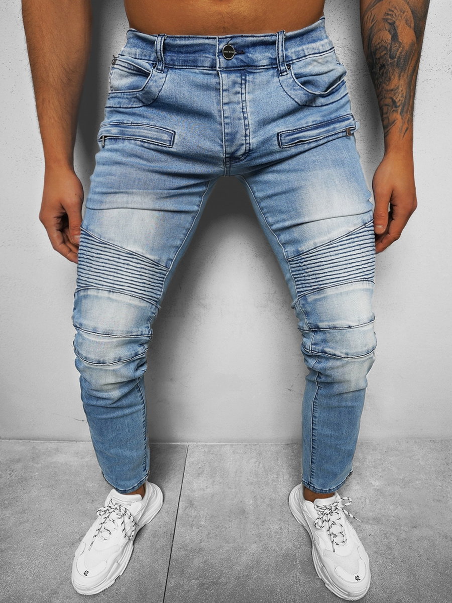 Spodnie jeansowe męskie jasno-niebieskie OZONEE NB/MP0029BC - Ozonee