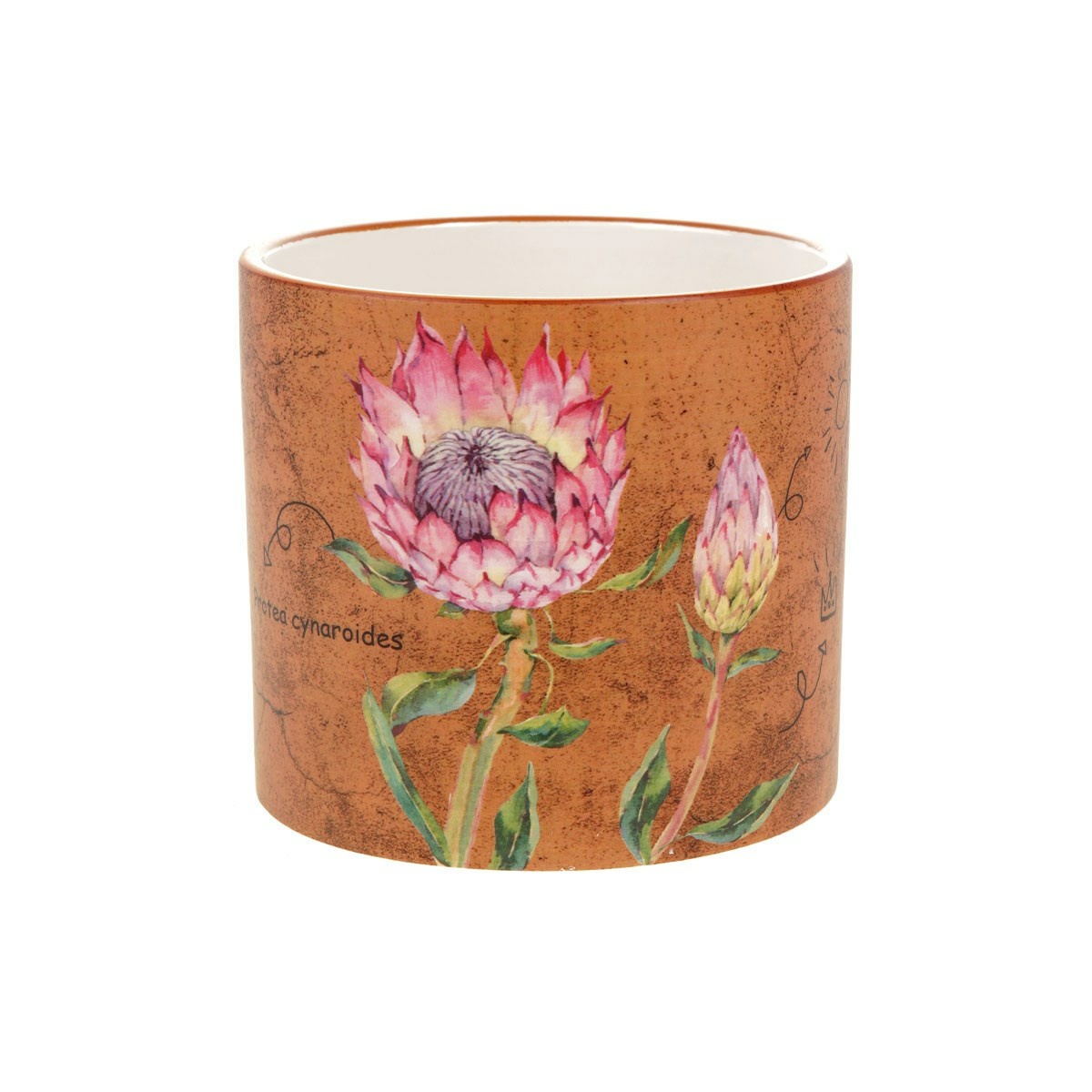Osłonka ceramiczna na doniczkę Poppies brązowy, śr. 9 x wys. 9 cm