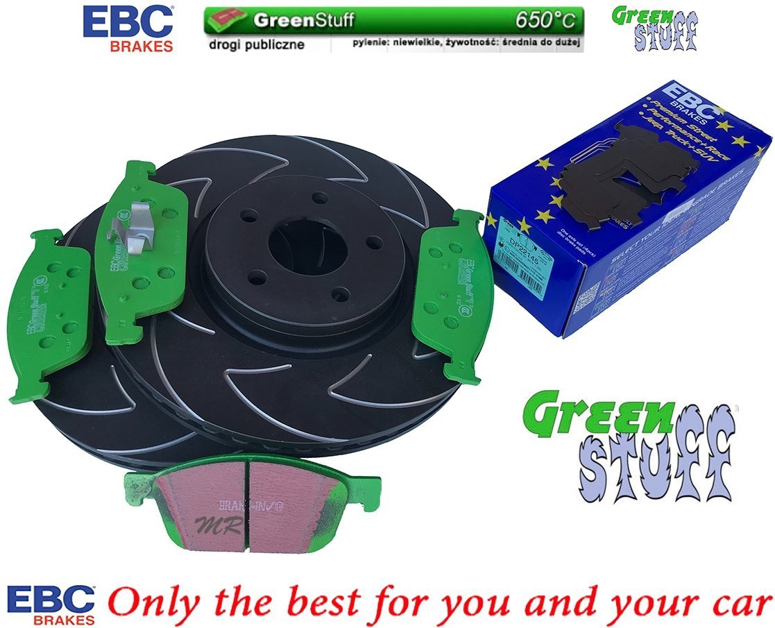 Przednie klocki GreenStuff + NACINANE tarcze hamulcowe 320mm EBC seria BSD Ford Kuga AWD 2013-2019