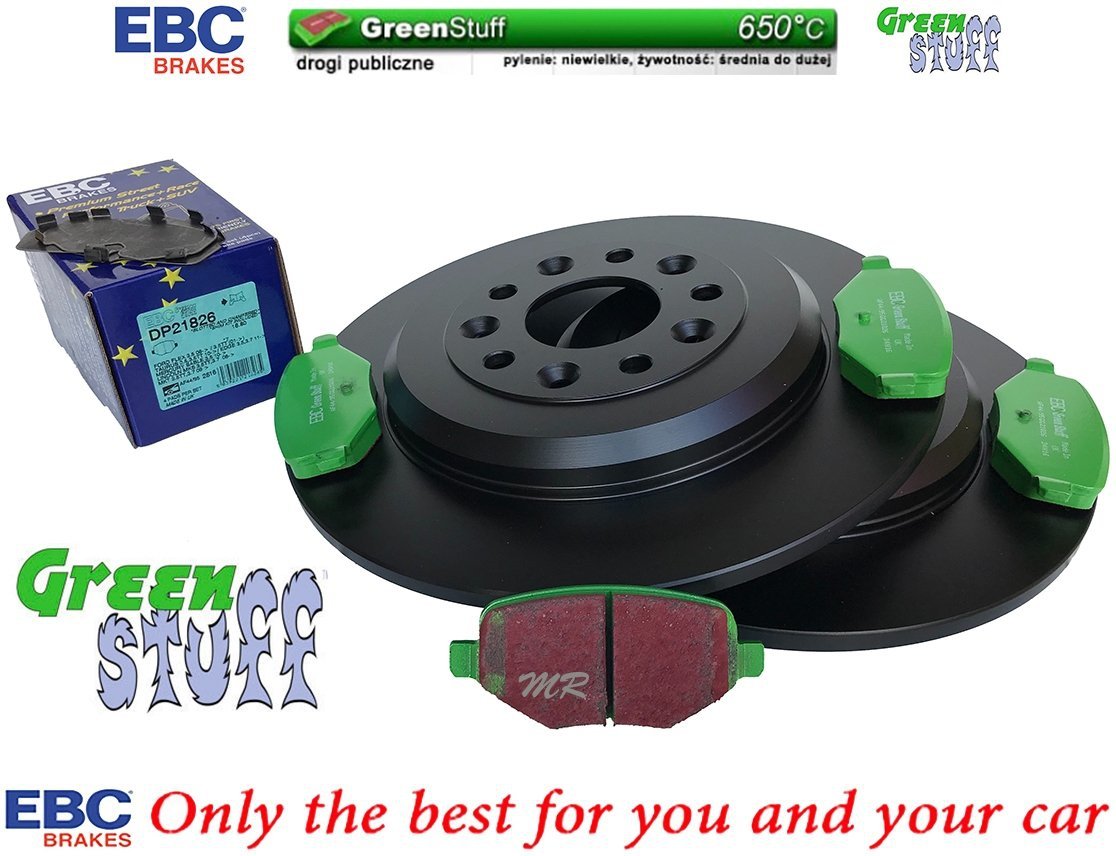 Tylne klocki GreenStuff + tarcze hamulcowe 330mm EBC seria Premium Lincoln MKS 2009-2012