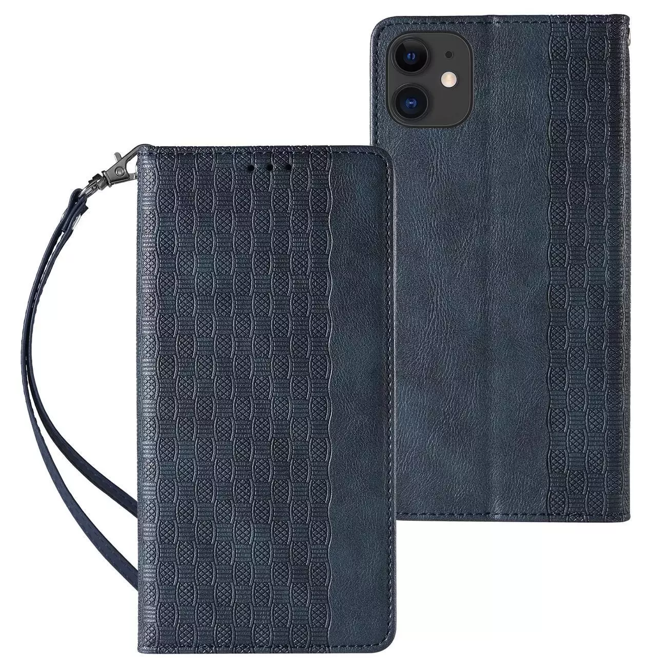 Magnet Strap Case etui do iPhone 13 mini pokrowiec portfel + mini smycz zawieszka niebieski