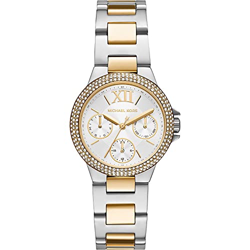 MICHAEL KORS - Analogowy zegarek kwarcowy CAMILLE w kolorze srebrnym i złotym, pasek ze stali nierdzewnej dla kobiet, MK6982