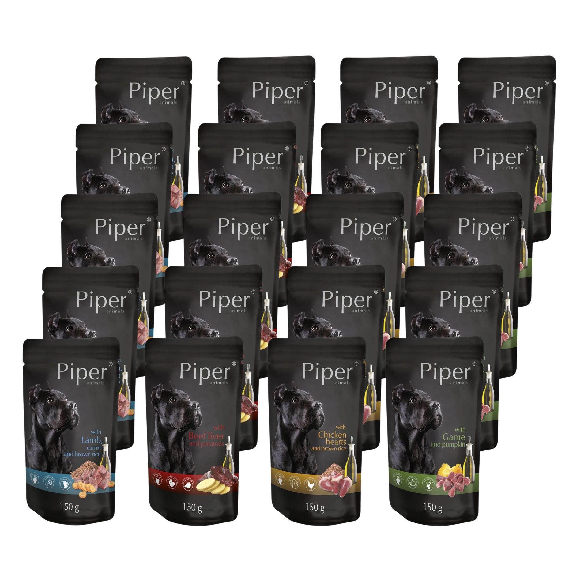 PIPER Karma mokra dla psa mix smaków saszetka 150g x 20szt