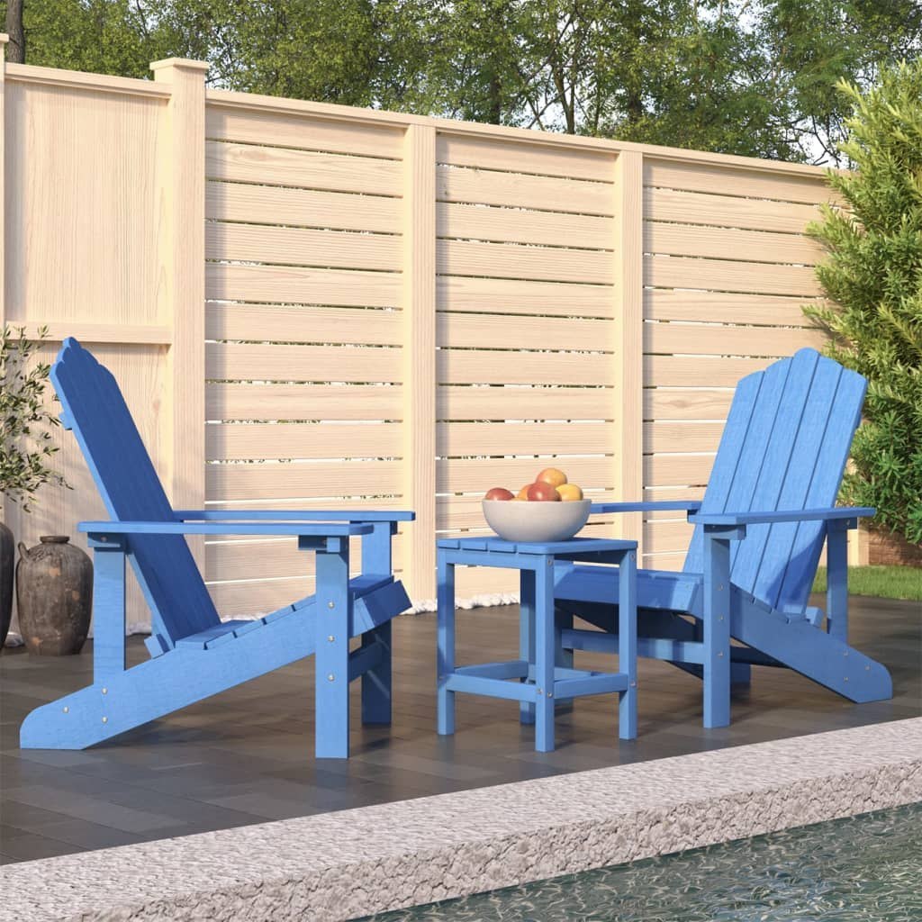 Lumarko Krzesła ogrodowe ze stolikiem, HDPE, niebieskie