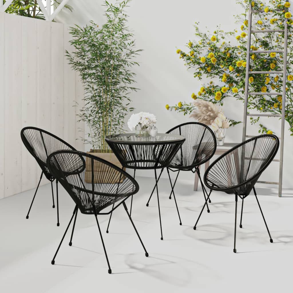 5-częściowy zestaw mebli ogrodowych, rattan PVC, czarny