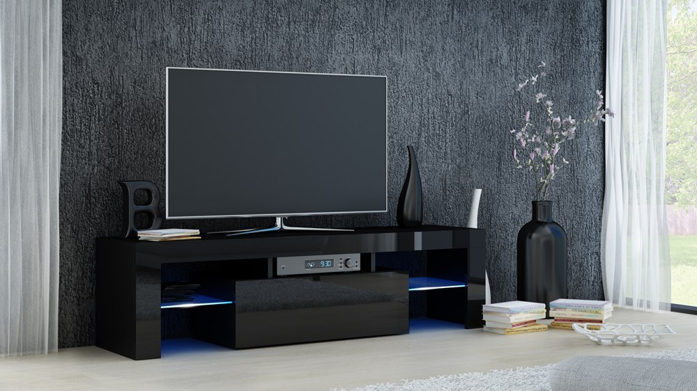 Lumarko Stolik Rtv 140 Deko Czerń Połysk Komplet