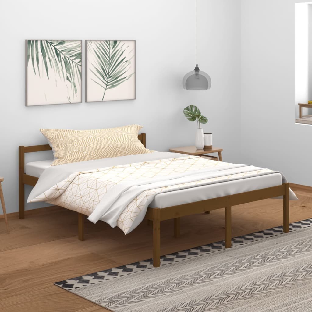 Lumarko Rama łóżka, miodowy brąz, lite drewno sosnowe, 150x200 cm