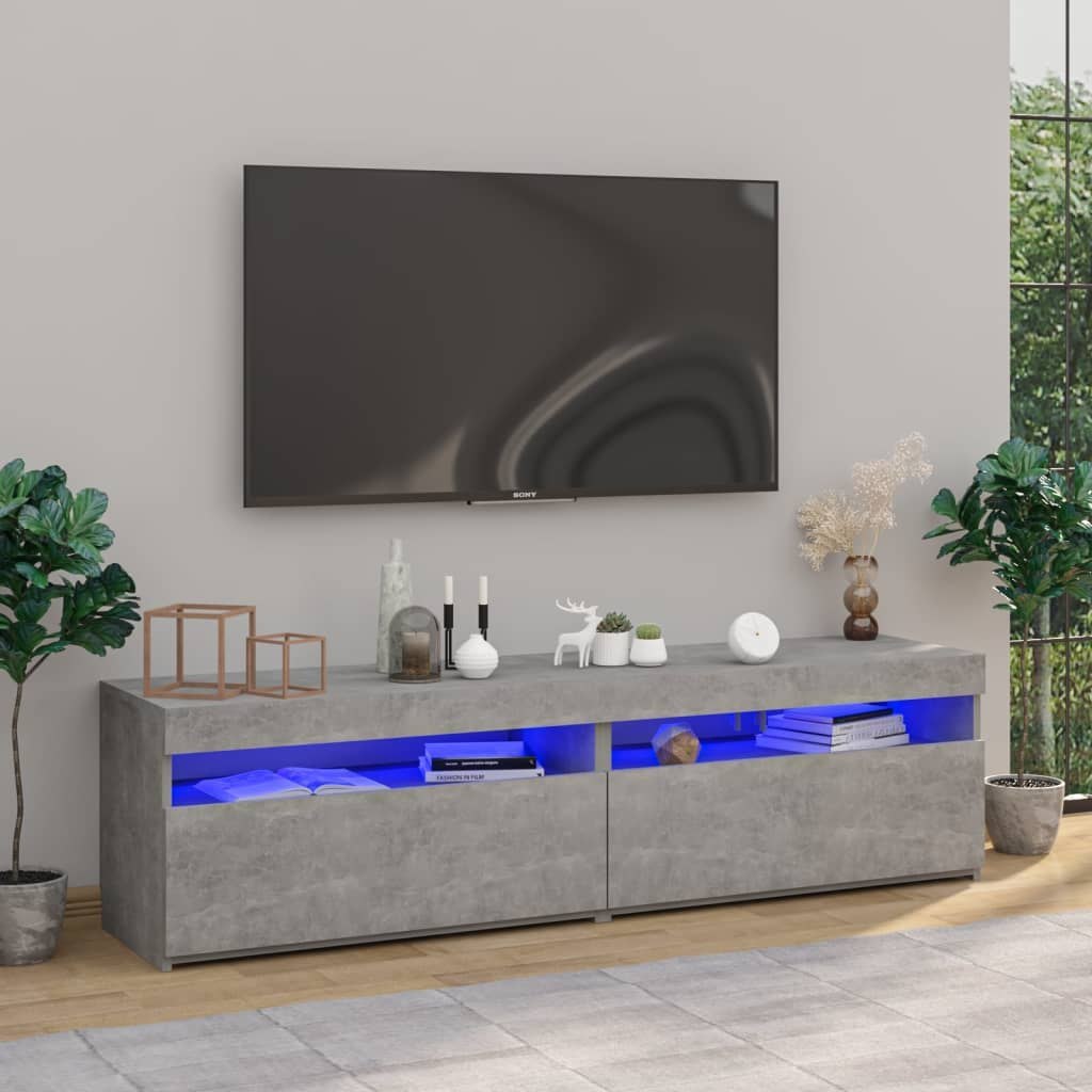 Фото - Підставка / кріплення VidaXL Szafki pod TV z LED, 2 szt., szarość betonu, 75x35x40 cm Lumarko! 