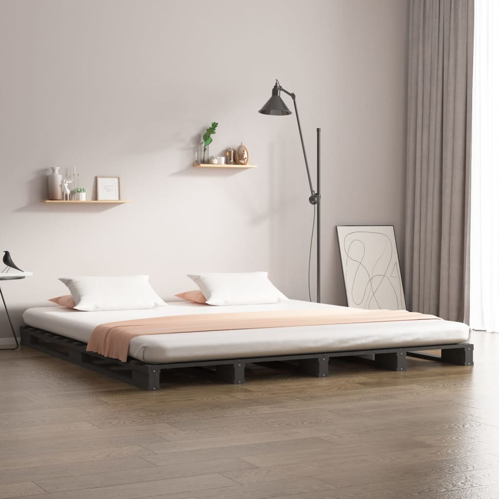 Lumarko Rama łóżka, szara, 160 x 200 cm, lite drewno sosnowe