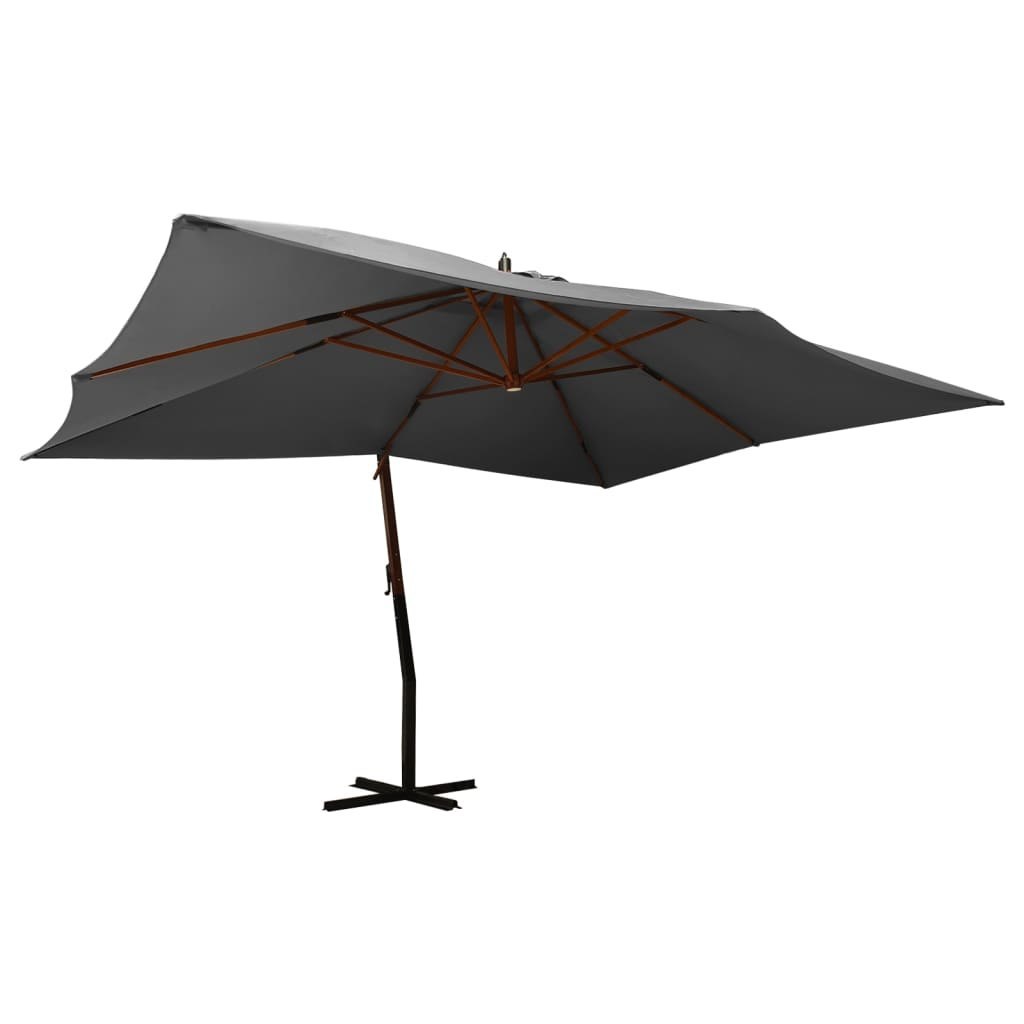 Lumarko Wiszący parasol z drewnianym słupkiem, 400x300 cm, antracytowy