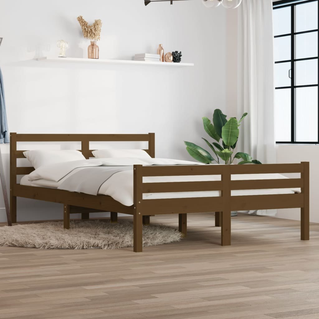 Lumarko Rama łóżka, miodowy brąz, lite drewno, 120x190 cm, podwójna