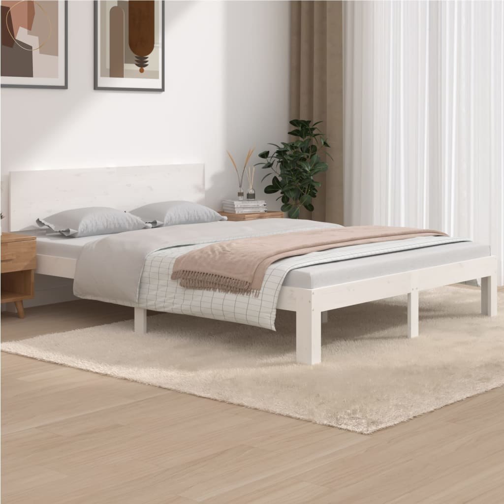 Фото - Ліжко VidaXL Rama łóżka, biała, lite drewno sosnowe, 140 x 190 cm Lumarko! 