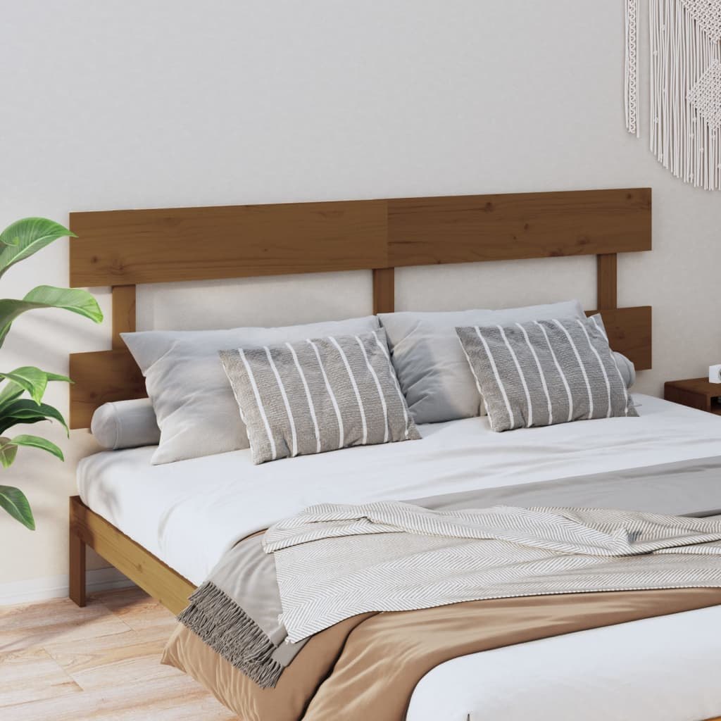Lumarko Wezgłowie łóżka, brązowe, 204x3x81 cm, lite drewno sosnowe