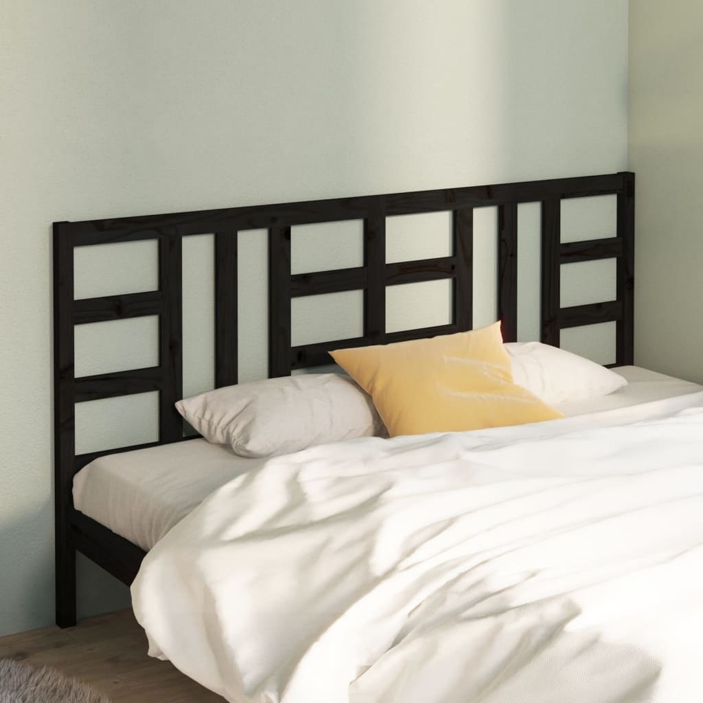 Lumarko Wezgłowie łóżka, czarne, 206x4x100 cm, lite drewno sosnowe