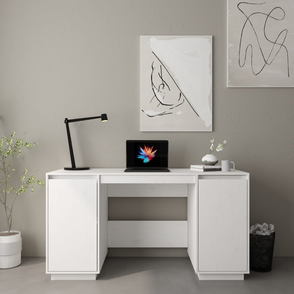 Biurko, białe, 140x50x75 cm, lite drewno sosnowe!