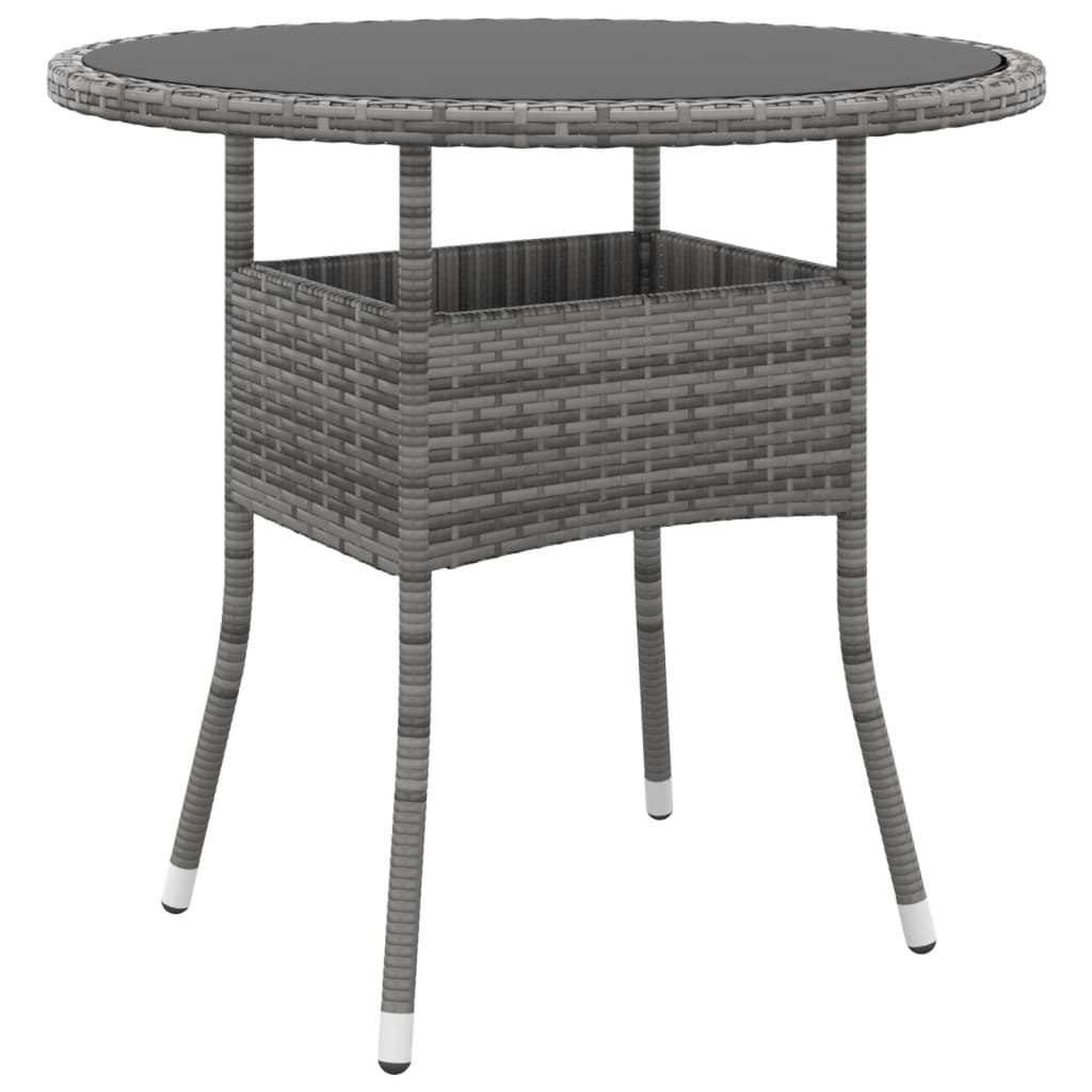 Lumarko Stolik ogrodowy, Ø80x75 cm, szkło hartowane i rattan PE, szary