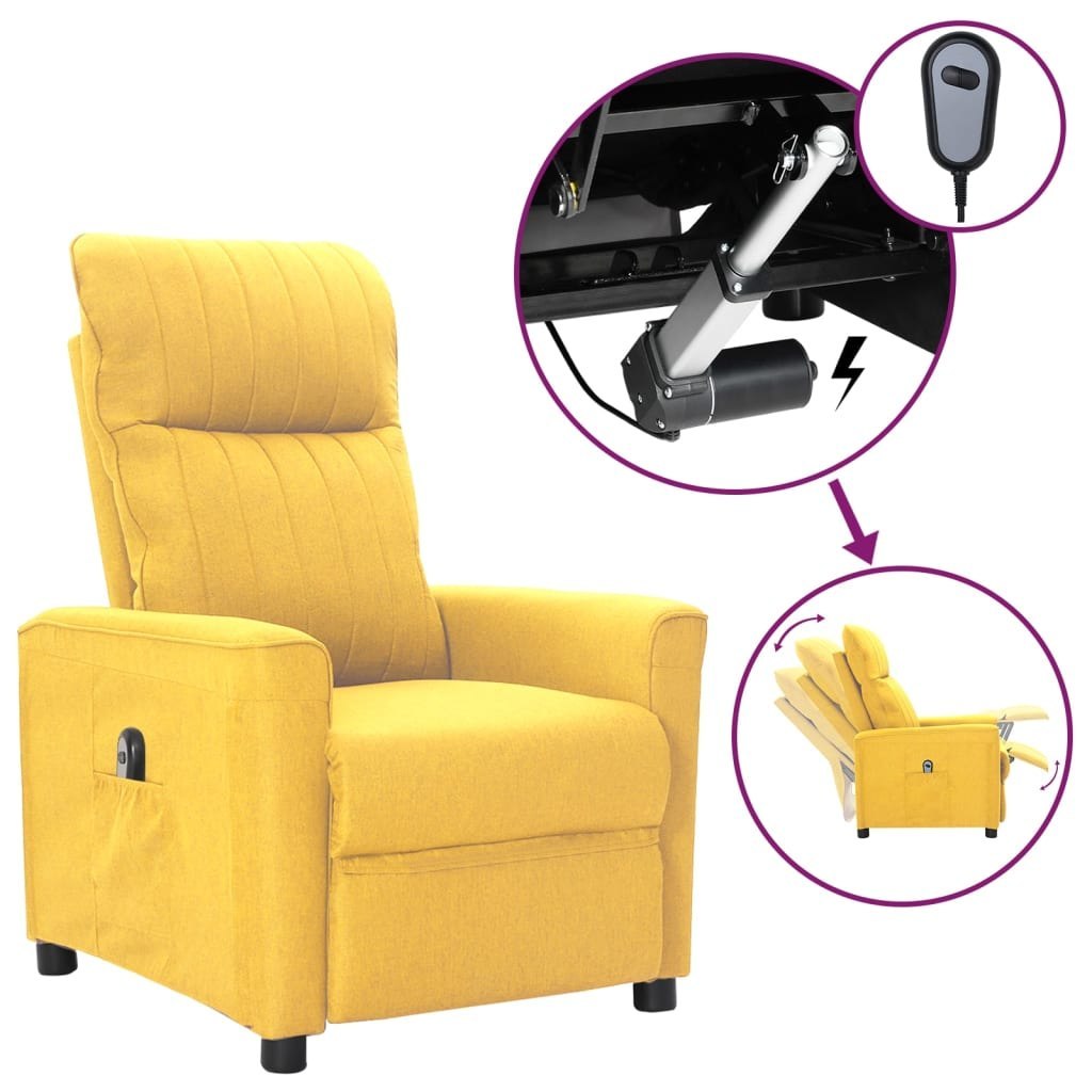 Lumarko Elektryczny fotel rozkładany, żółty, obity tkaniną!