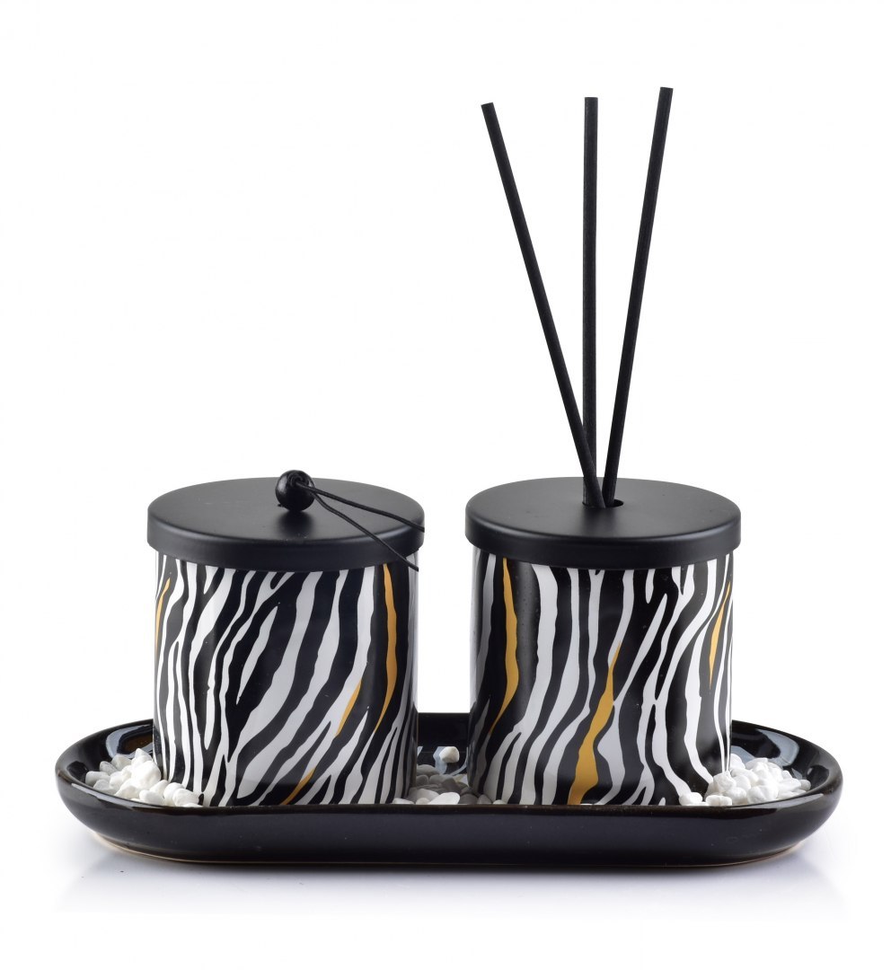 Lumarko Dyfuzor Zapachowy+świeca 23x9xh9cm Zebra