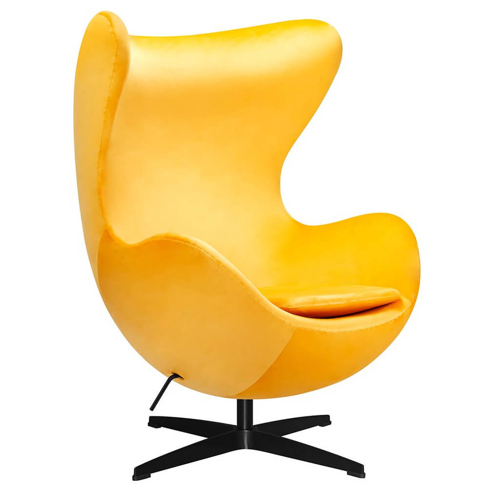 King Home Fotel EGG CLASSIC VELVET BLACK żółty - welur, podstawa czarna JH-026.YELLOW.24B [11783622]