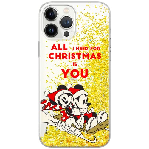 ERT GROUP etui na telefon Apple Iphone XS, case oryginalny i oficjalnie licencjonowany przez Disney, wzór Mickey & Minnie 015, optymalnie dopasowane, z efektem płynnego brokatu