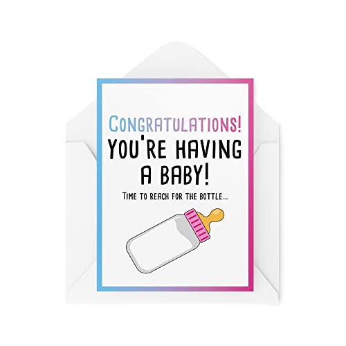 Urocze karty ciążowe | Time to Reach for The Bottle | Expecting Cards for Her | gratulacje nowemu dziecku zabawne dowcip banter karty | CBH366