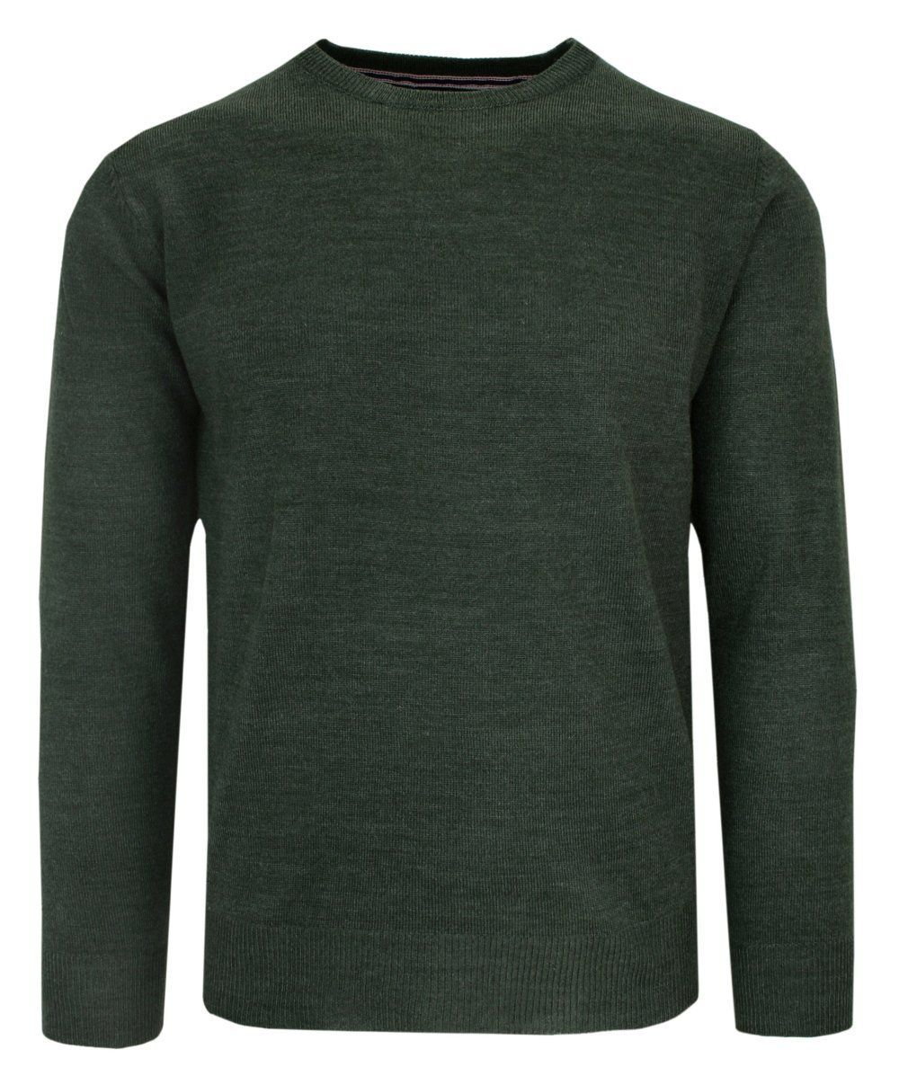 Sweter Zielony Melanżowy Khaki Okrągły Dekolt Męski Jednokolorowy -BRAVE SOUL - Brave Soul