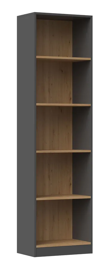 Wysoki otwarty regał dąb artisan + antracyt N6-R02