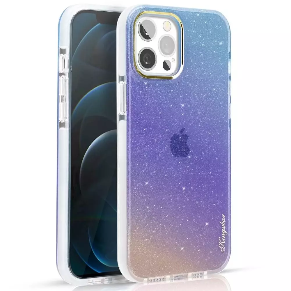 Kingxbar Ombre Series kolorowe brokatowe etui do iPhone 13 niebieskofioletowy