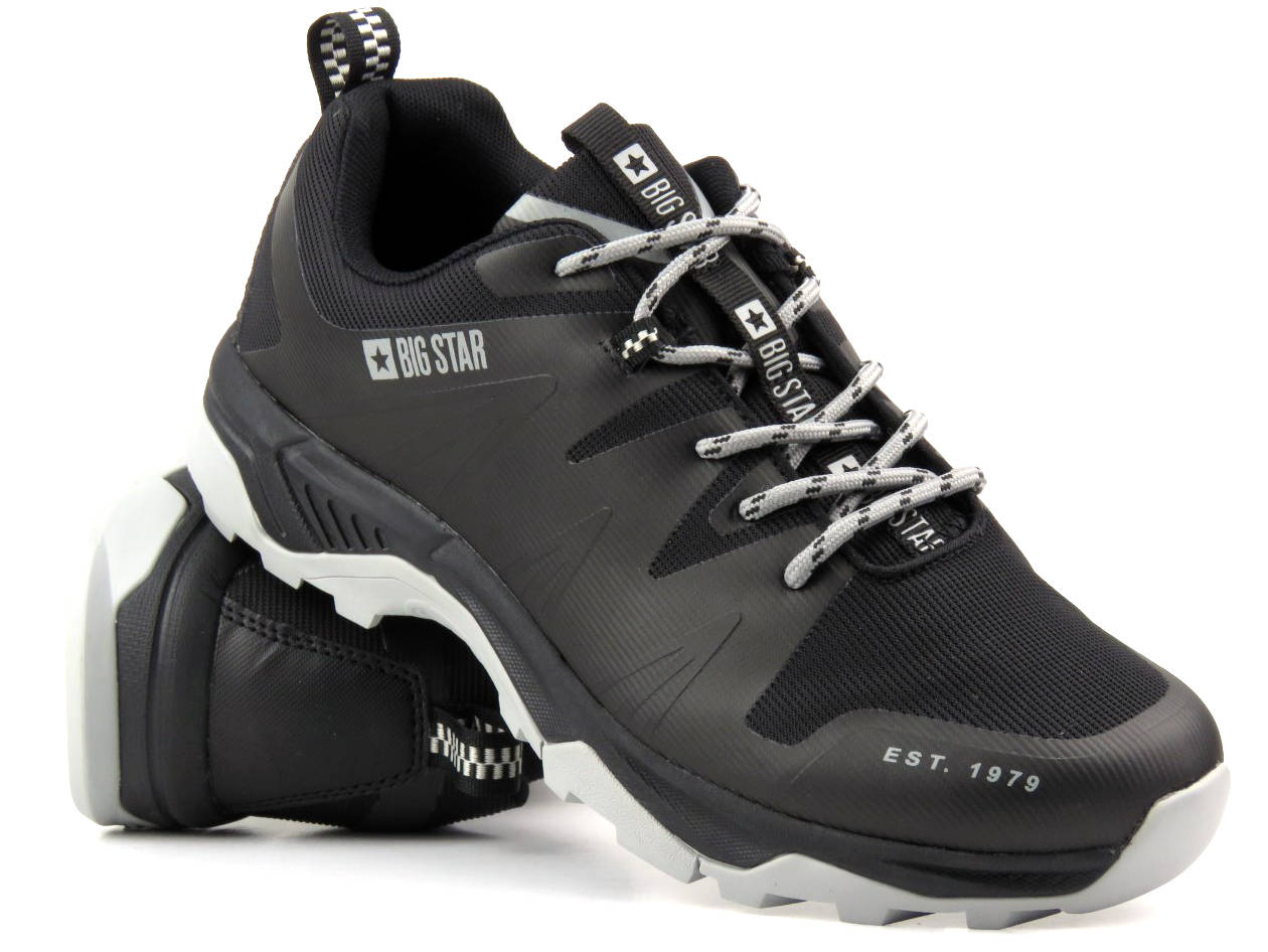 Sneakersy, trekkingi męskie z technologią Memory Foam - BIG STAR KK174087, czarne - Big Star
