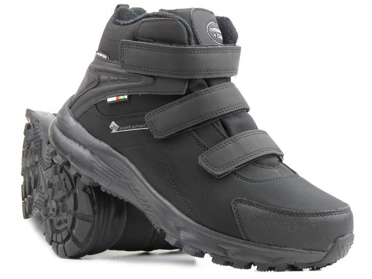 Śniegowce, trapery, trekkingi męskie - AMERICAN CLUB Softshell HL21/22, czarne