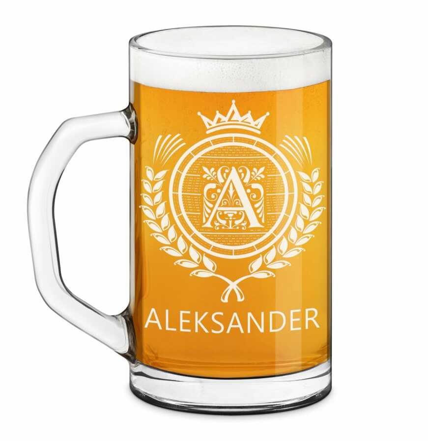 Kufel na piwo prosty z grawerem dla piwosza na imieniny