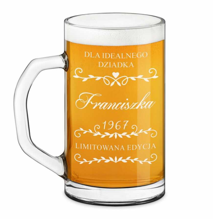 Kufel na piwo prosty z grawerem dla dziadka na urodziny