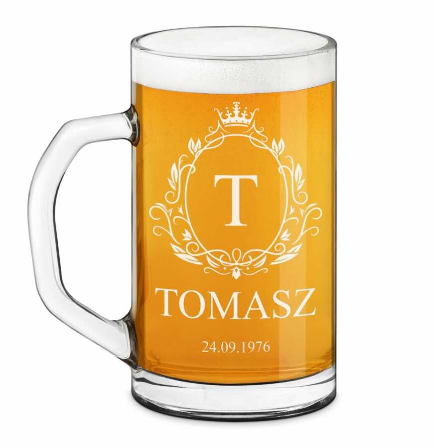 Kufel na piwo prosty z grawerem dla gentlemana na urodziny