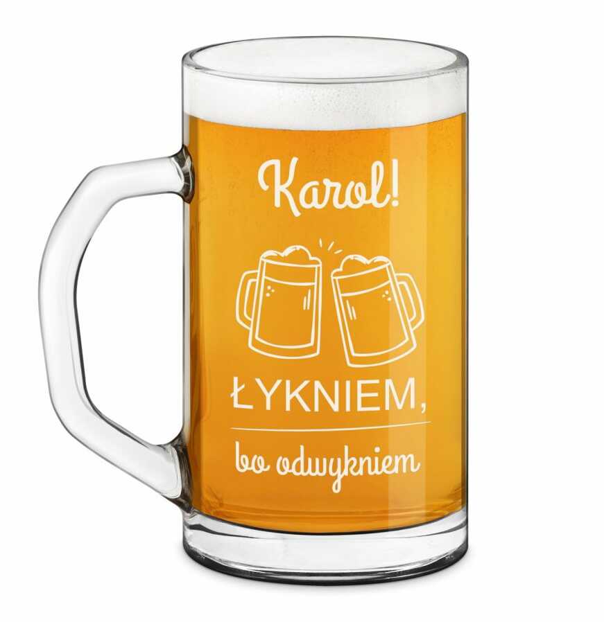 Kufel na piwo prosty z grawerem dla piwosza na imieniny