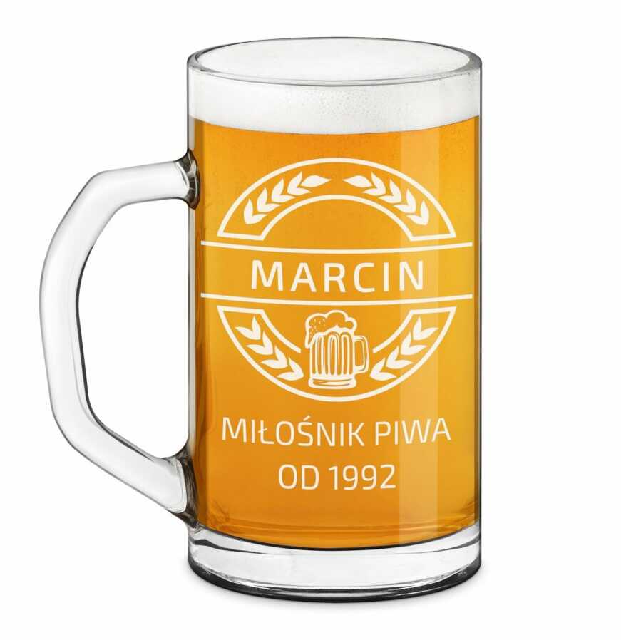 Kufel na piwo prosty z grawerem dla piwosza na urodziny