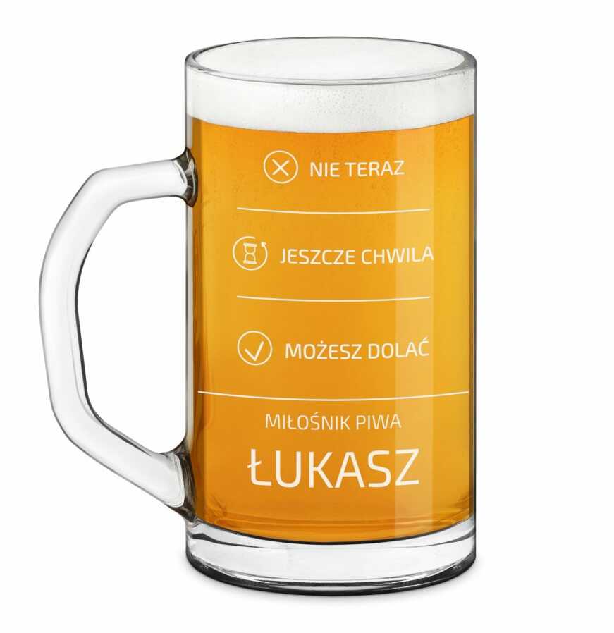 Kufel na piwo prosty z grawerem dla piwosza na imieniny