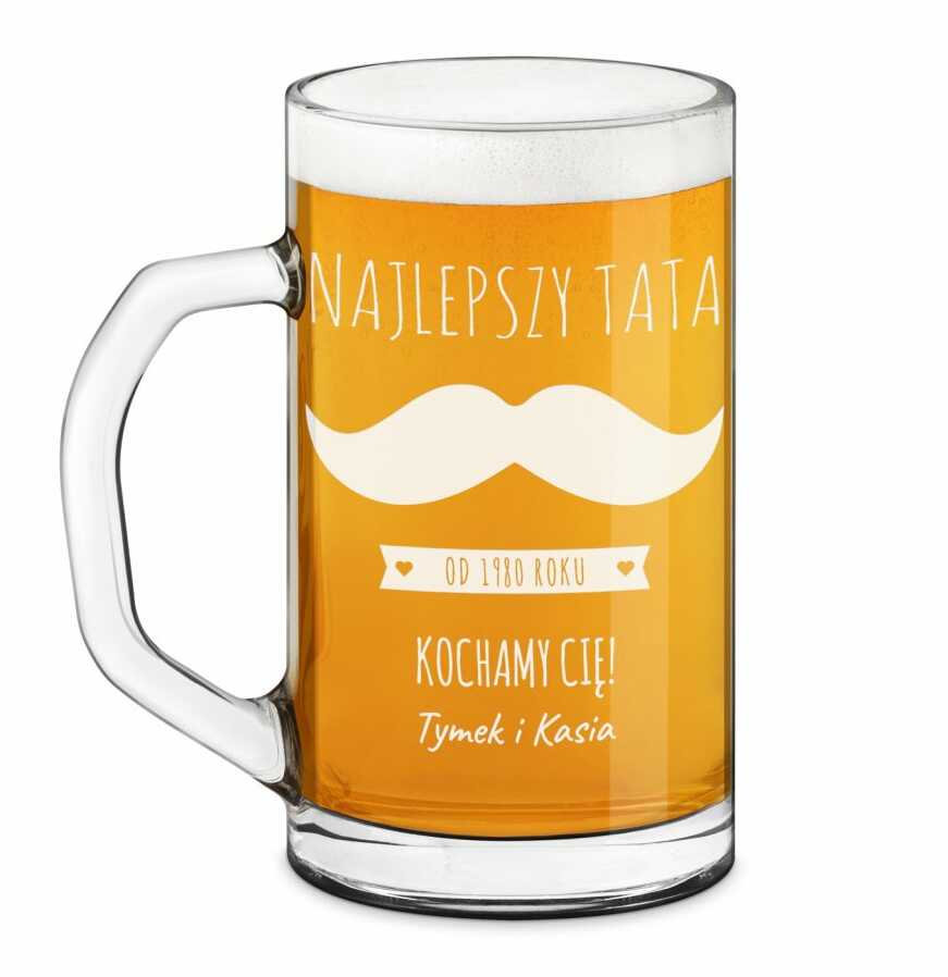 Kufel na piwo prosty z grawerem dla taty na urodziny