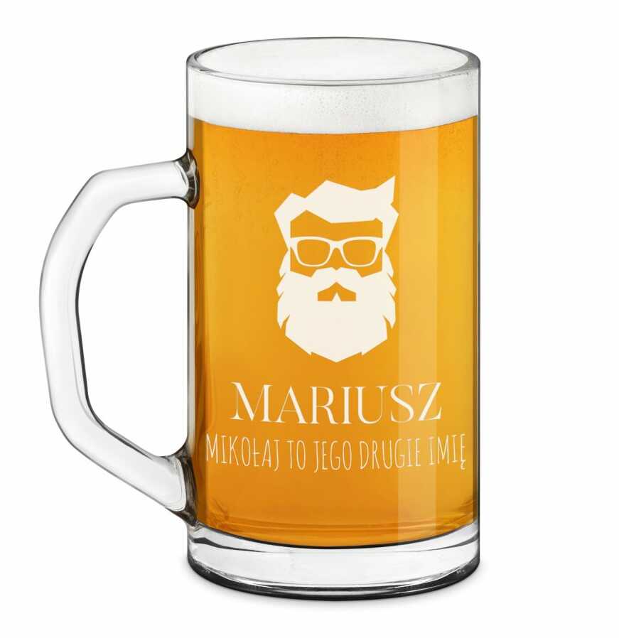 Kufel na piwo prosty z grawerem dla piwosza na mikołajki święta