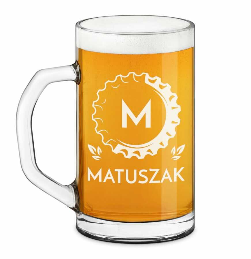 Kufel na piwo prosty z grawerowanym nazwiskiem dla piwosza