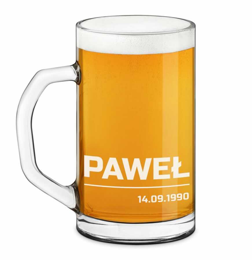 Kufel na piwo prosty z grawerem dla piwosza na urodziny