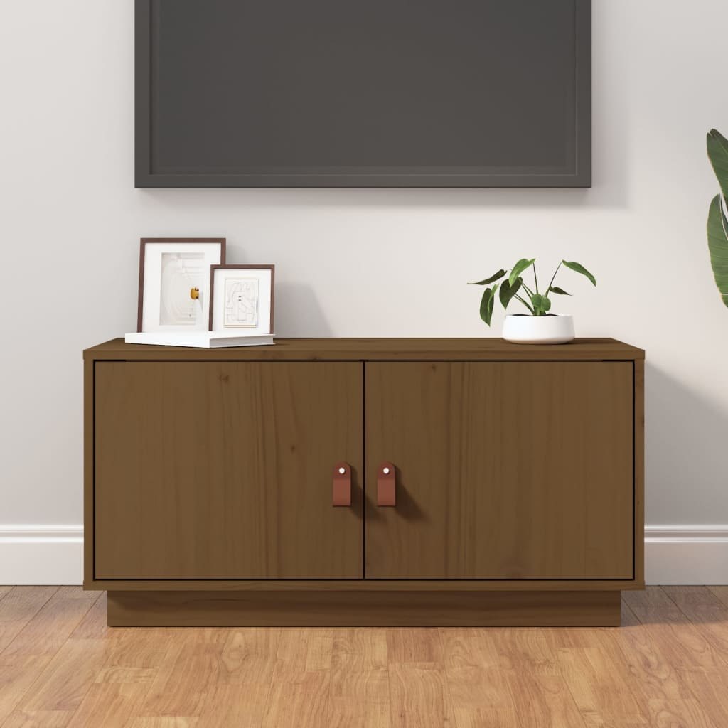 Lumarko Szafka pod TV, miodowy brąz, 80x34x40 cm, lite drewno sosnowe