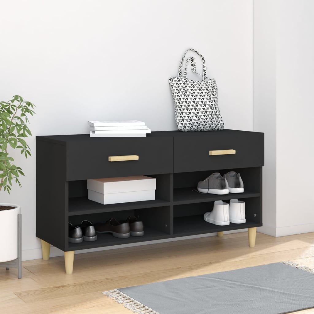 Lumarko Szafka na buty, czarna, 102x35x55 cm, materiał drewnopochodny