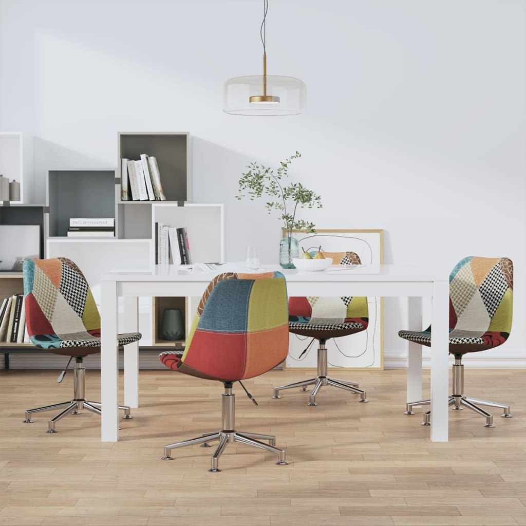 Lumarko Obrotowe krzesła stołowe, 4 szt., obite patchworkową tkaniną