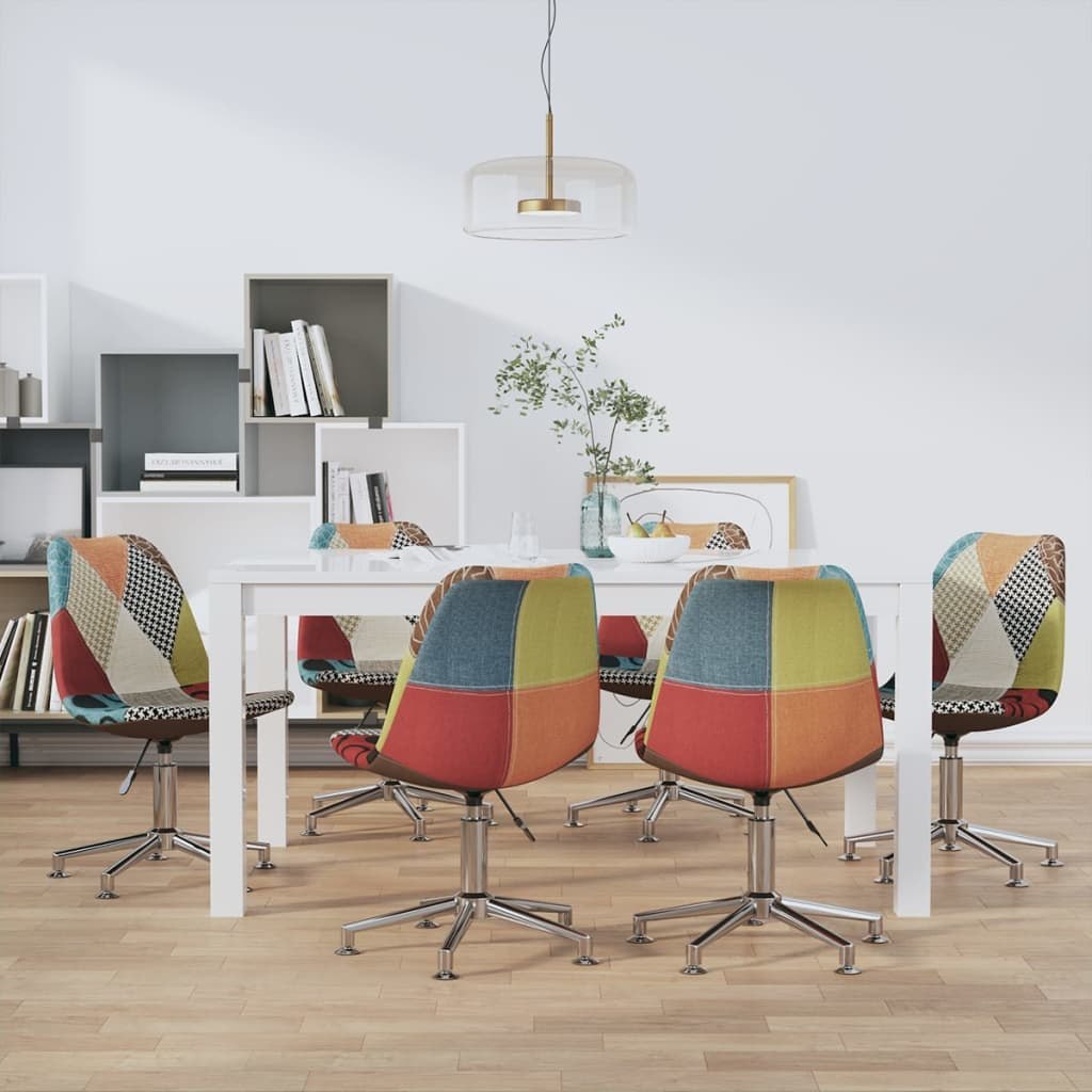 Lumarko Obrotowe krzesła stołowe, 6 szt., obite patchworkową tkaniną