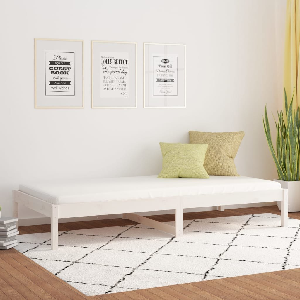 Lumarko Łóżko dzienne, białe, 90x200 cm, lite drewno sosnowe