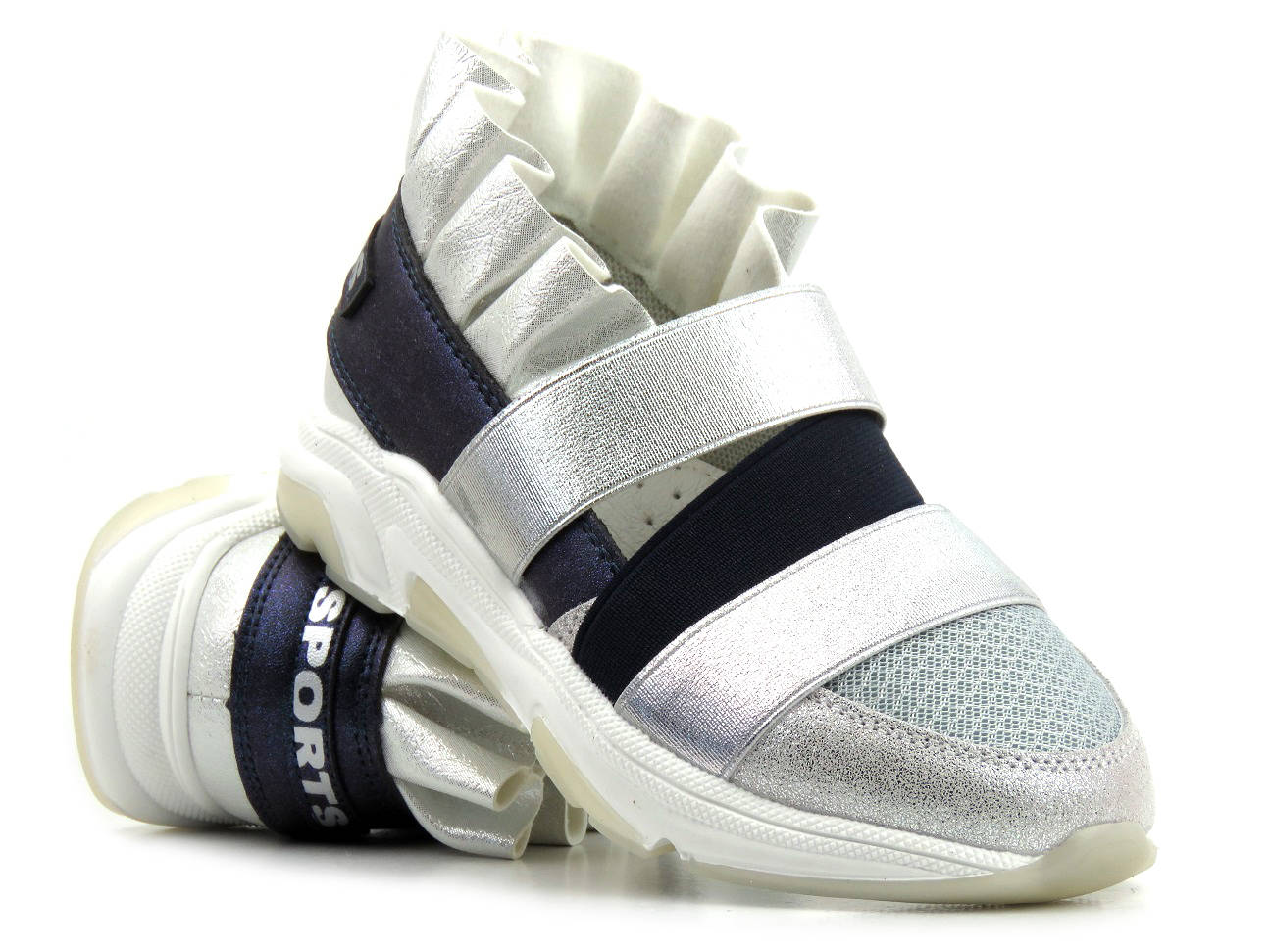 Buty sportowe dziecięce z przewiewną, odkrytą cholewką - WEESTEP R537333917, srebrne - Weestep