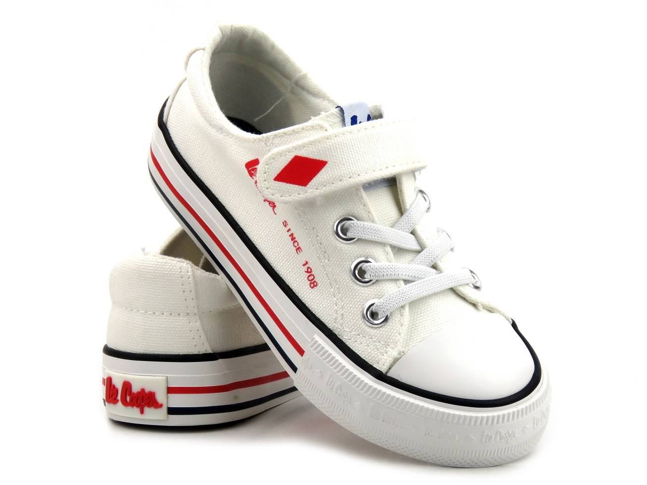 Trampki dziecięce na rzep - LEE COOPER LCW-22-44-0804K, białe - Lee Cooper