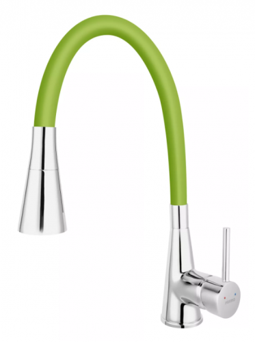 FERRO ZUMBA II Bateria zlewozmywakowa, elastyczna wylewka 2-funkcyjna, zielona BZA42G