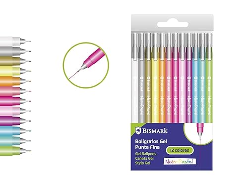 Bismark Długopisy Gel Punta Fina Neon-Pastel 12 Kolorów