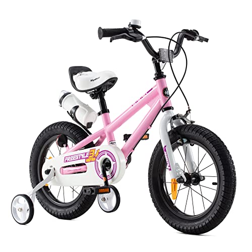 RoyalBaby Freestyle rower dziecięcy dla chłopców i dziewczynek, z kółkami podporowymi, 12 cali, różowy